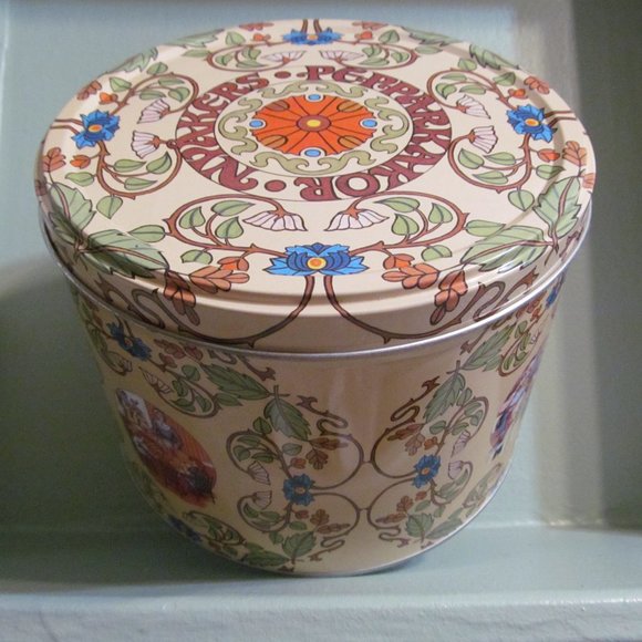Nyåkers Pepparkakor Swedish Cookie Tin Tan Green Blue Floral - Picture 14 of 15